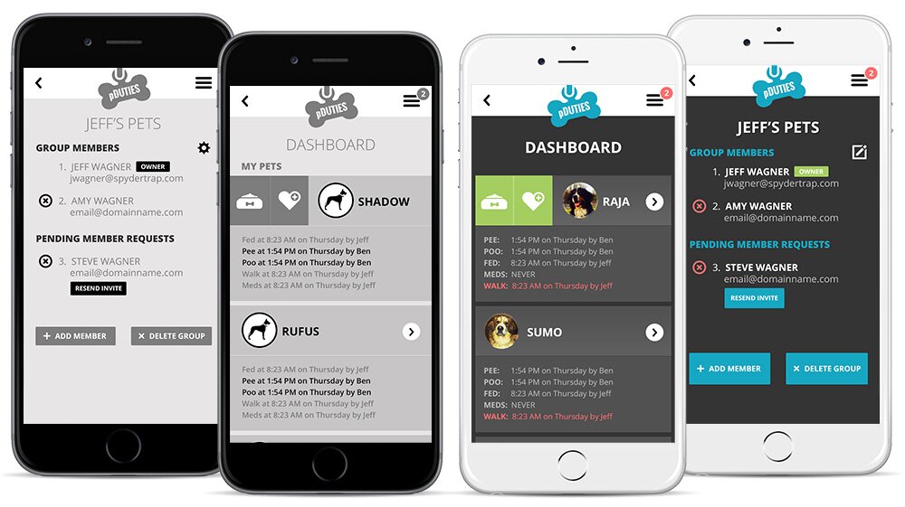 Spyder Trap UI Design for apps wireframe and user flow