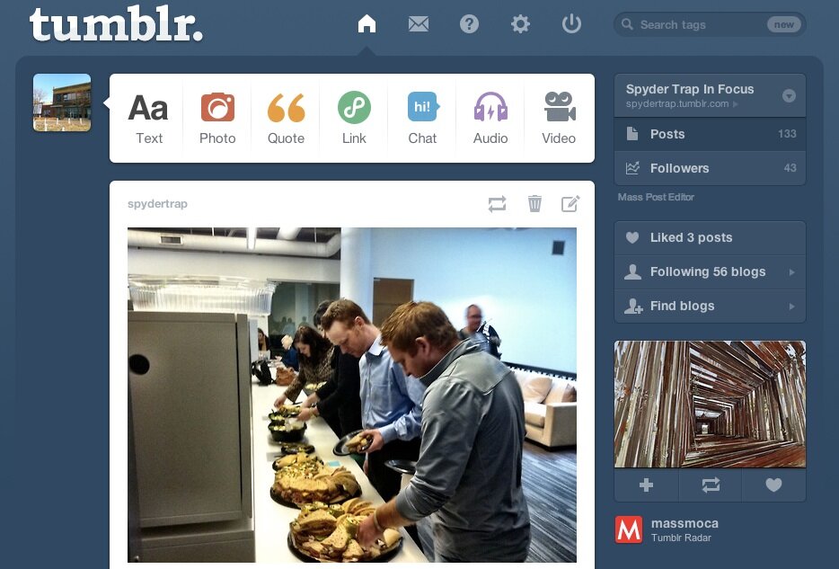 Tumblr - Spyder Trap In Focus Tumblr and the Social Media Zoo