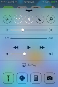 Control Center preview of iOS7